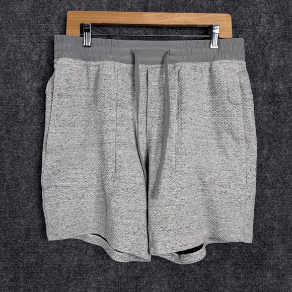 Lululemon Textured Double-Knit Cotton Short Men L 7" Heathered Gull Gray Active - Picture 2 of 11
